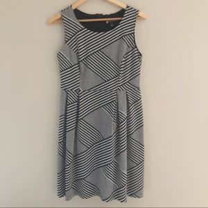 Black & White Patterned A-Line Dress